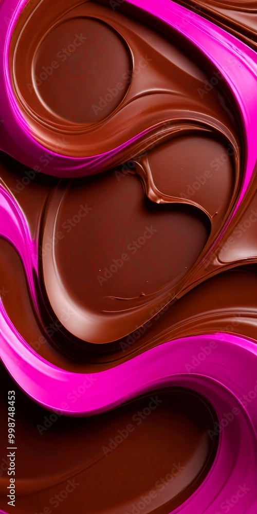 Aufkleber a close-up view of a chocolate surface with a pink and brown gradient, creating a visually appealing