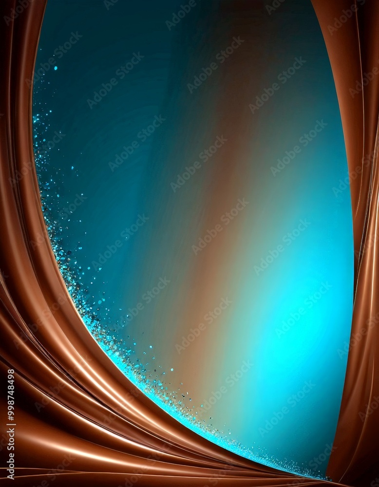 Poster a gradient background transitioning from a deep blue at the top to a lighter shade at the bottom, with a brown border and scattered white specks