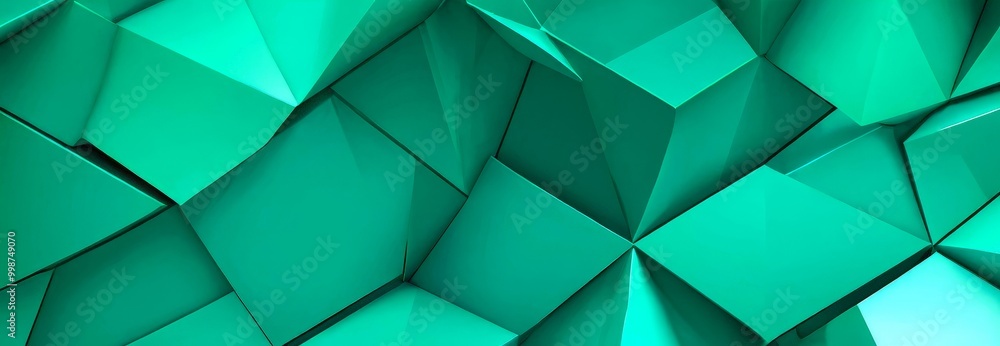 Aufkleber a geometric pattern composed of numerous green cubes arranged in a complex, overlapping manner The cubes vary in size and orientation, creating a