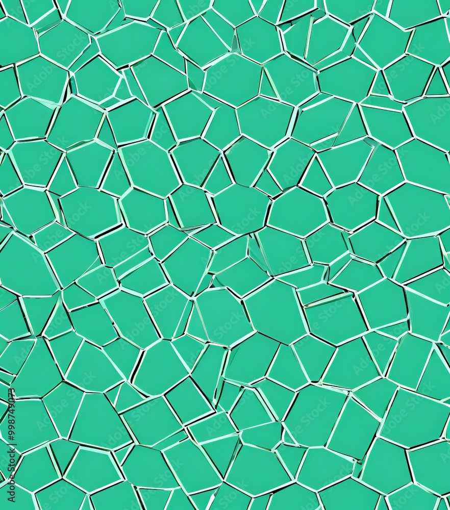 Poster a repeating pattern of hexagonal tiles in a vibrant green color, creating a visually striking and geometric design