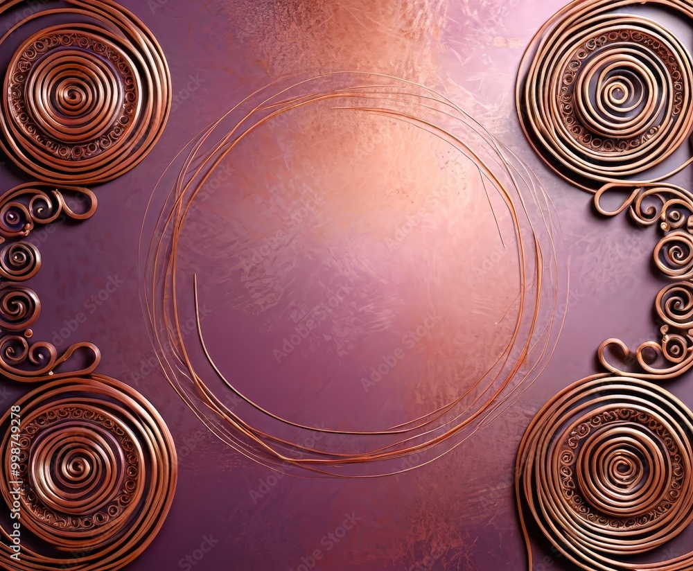 Aufkleber a circular design with a central ring and four concentric rings surrounding it, set against a purple background with a textured effect
