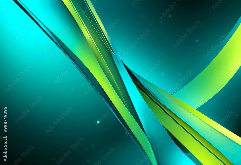 Aufkleber a vibrant abstract composition of intersecting lines and curves in shades of green and blue, creating a dynamic and visually striking effect