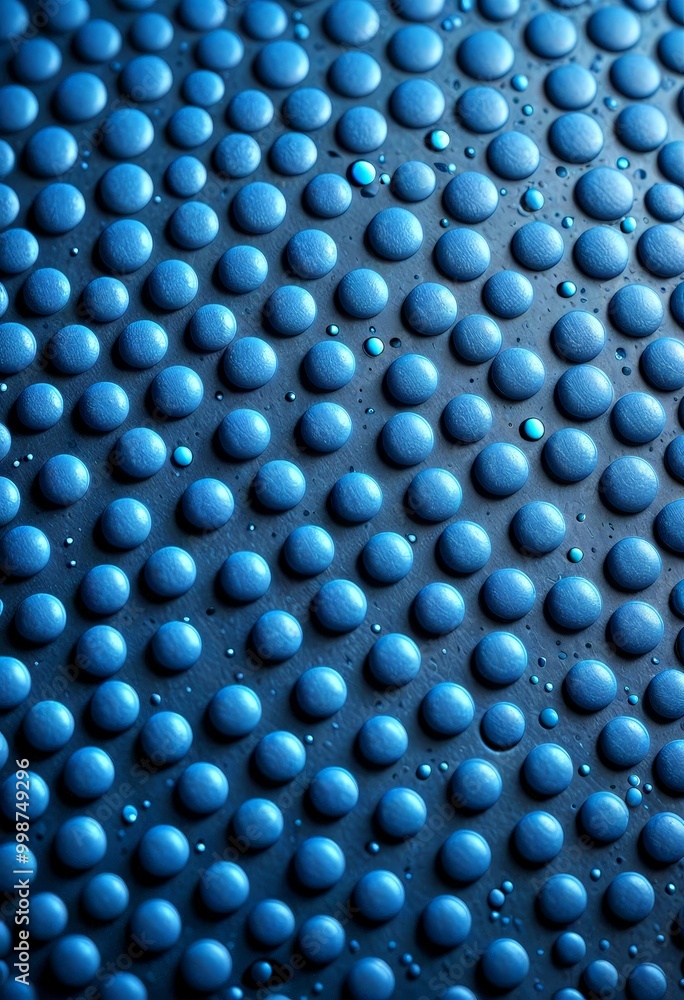 Fototapete A close-up view textured surface with a repeating pattern of blue and white spheres, creating a visually striking and abstract design