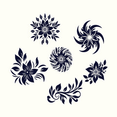Obraz premium A set of floral vector elements creates a seamless pattern illustration with flower, leaf, and plant decorations, perfect for spring or summer design