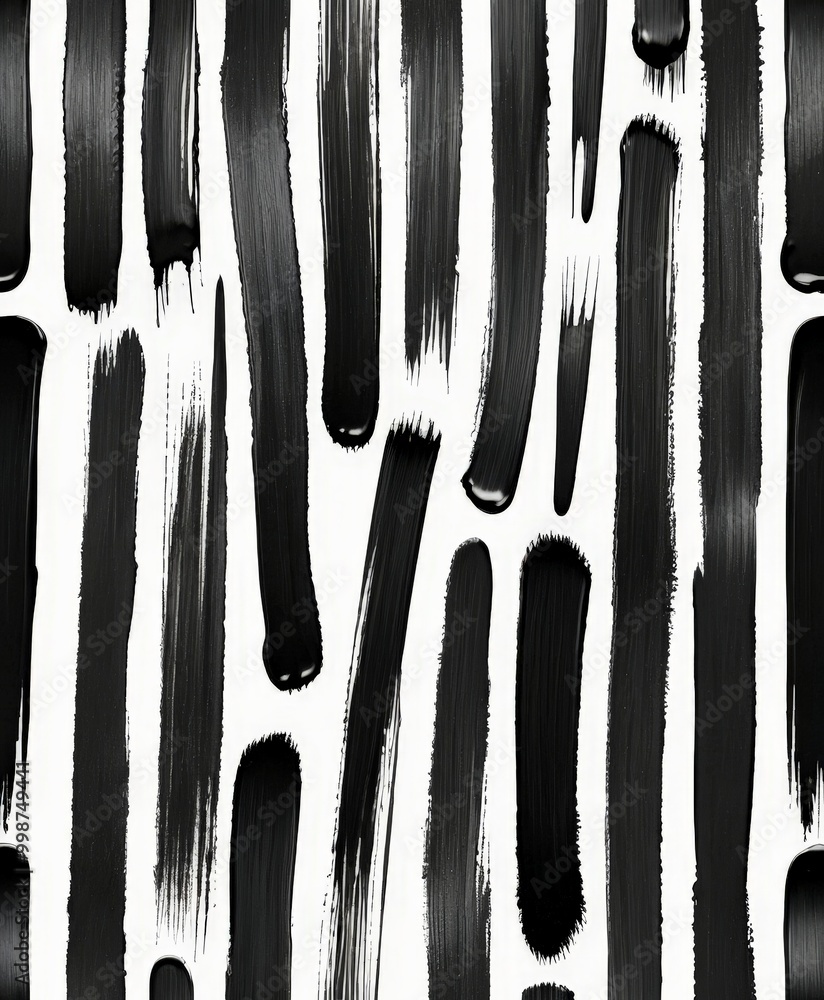 Poster a repeating pattern of black paint strokes on a white background