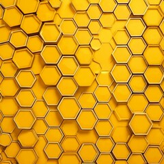 a repeating pattern of honeycomb-like hexagonal shapes in various shades of yellow, creating a visually striking and geometric design