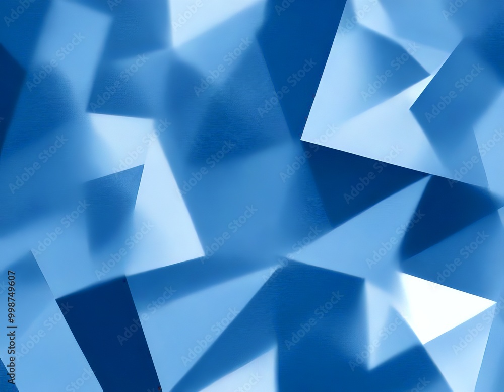 Aufkleber a complex pattern of overlapping triangular shapes in various shades of blue, creating a visually striking abstract design