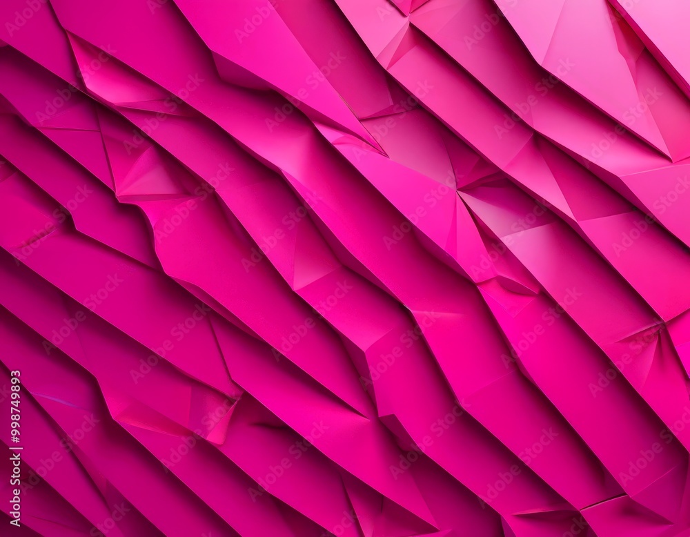 Aufkleber a close-up view - abstract pattern composed of overlapping triangular shapes in a vibrant pink color