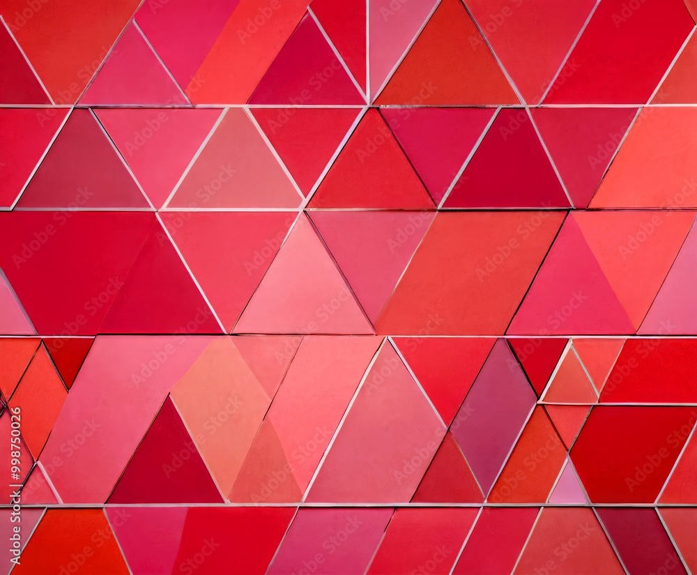 Aufkleber a geometric pattern composed of overlapping triangular shapes in various shades of pink and peach, creating a visually appealing and harmonious design