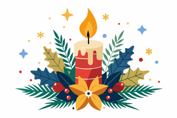 Christmas peaceful candle color vector
