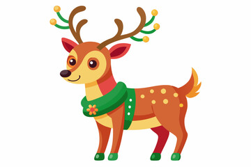 Reindeer color vector, illustration