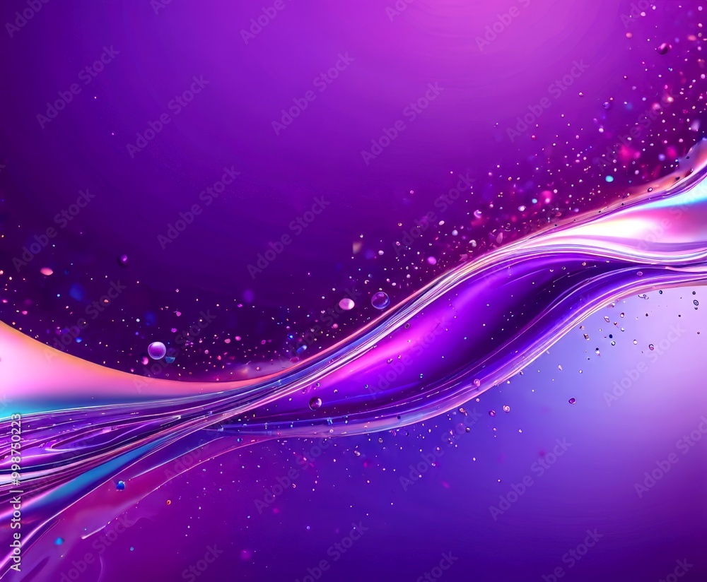 Aufkleber a vibrant purple background with a wave-like pattern and scattered small bubbles, creating a dynamic and visually striking composition