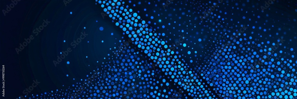 Aufkleber a dark background with a pattern of blue dots and lines, creating a sense of movement and dynamism