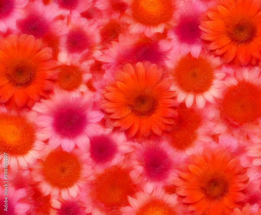 Poster a vibrant floral pattern composed of orange and pink flowers fills the frame, creating a visually st