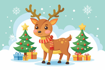 Reindeer color vector, illustration