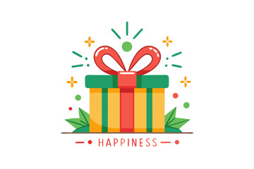 Christmas gift of happiness color illustration