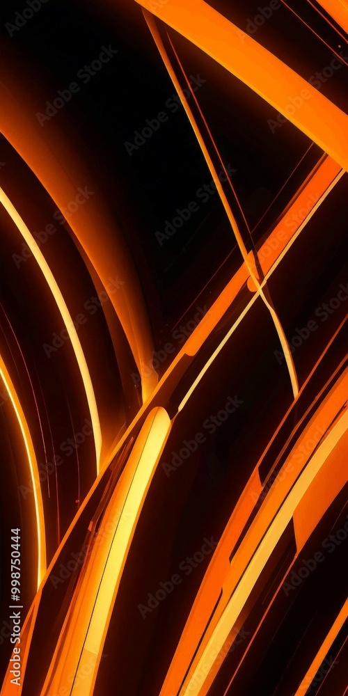 Aufkleber a striking abstract composition of intersecting lines and curves in shades of orange and black, crea