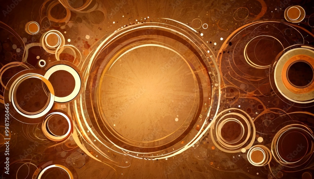 Poster a circular pattern with a central brown circle surrounded by concentric circles in various shades of brown and beige, creating a sense of depth and complexity