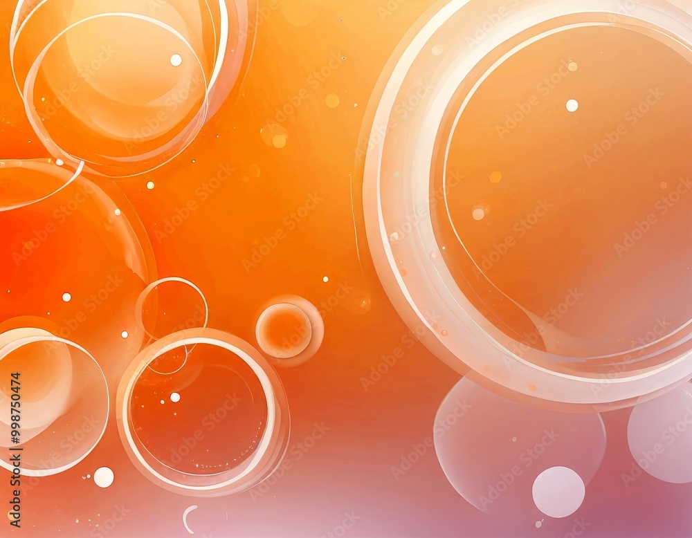 Poster a vibrant abstract background with a gradient of orange and pink hues, accented by white circles and lines The central focus is a large, circular shape with a white