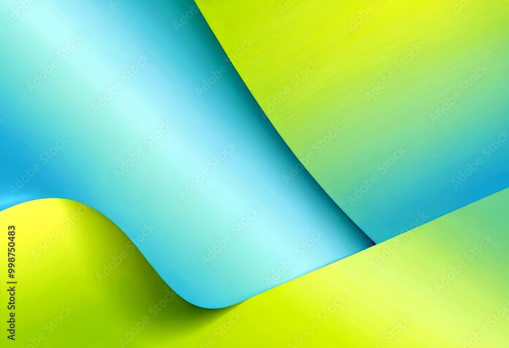 Poster a vibrant abstract composition of overlapping curved lines in various shades of blue and green, creating a dynamic and visually striking pattern