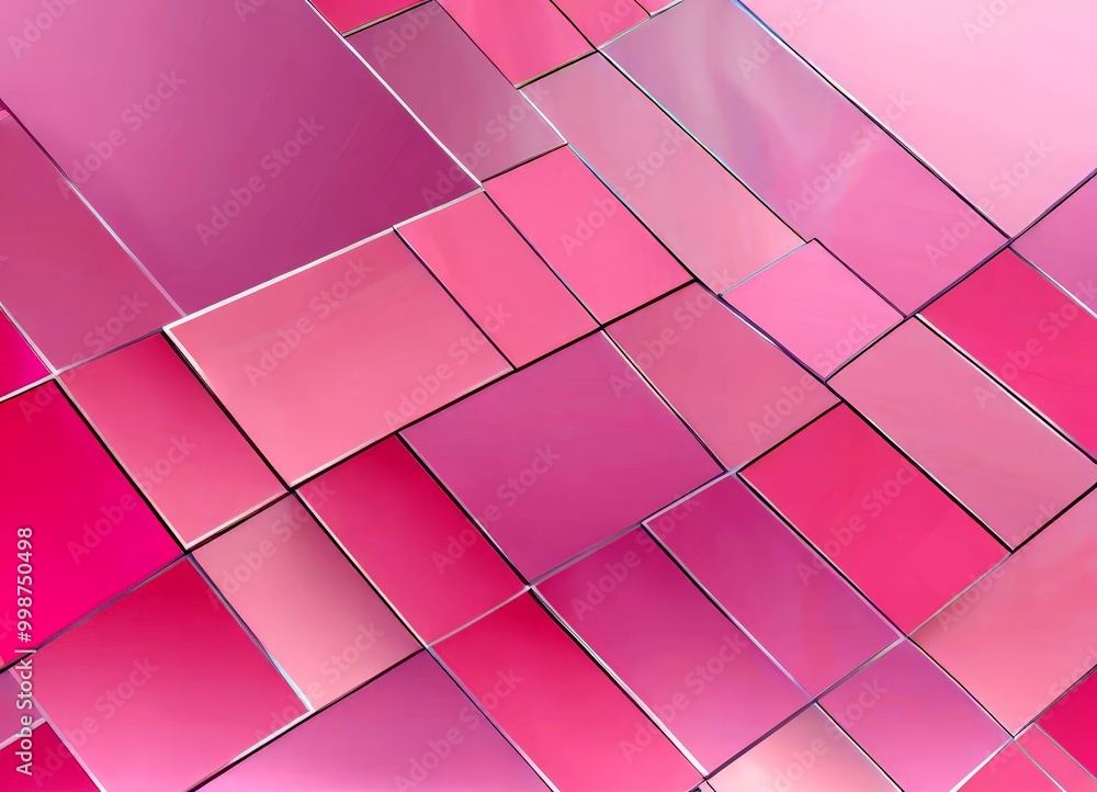 Aufkleber a vibrant abstract pattern composed of overlapping pink and purple rectangles, creating a dynamic and visually striking composition.