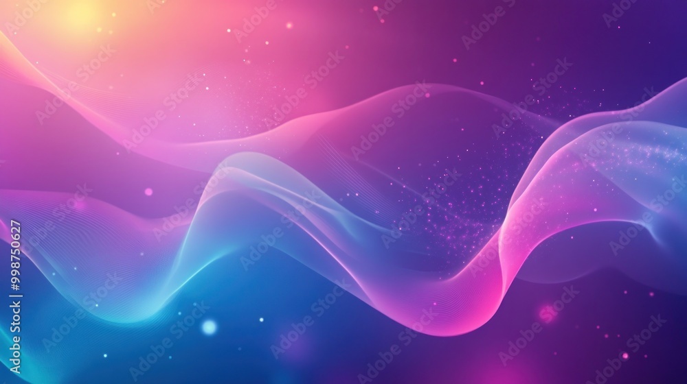 Poster abstract waves of color and light create a vibrant digital background.