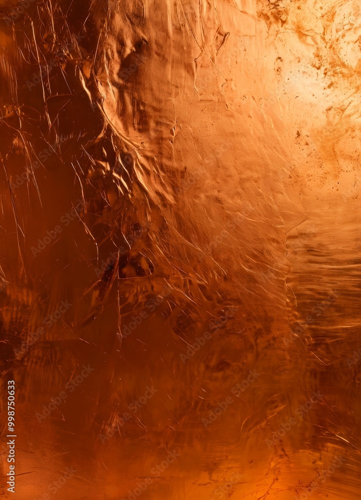 Poster a close-up view textured surface with a warm, reddish-brown hue the surface appears to be made mater