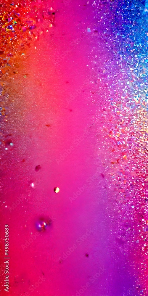 Poster a gradient background transitioning from pink to purple, with scattered glitter particles adding a touch of sparkle
