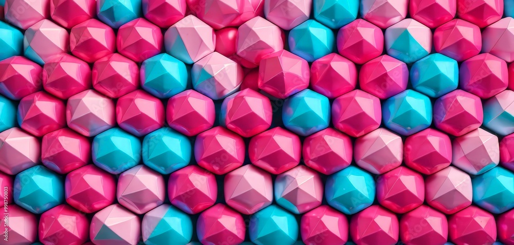 Aufkleber a vibrant pattern of pink and blue hexagonal shapes, arranged in a grid-like fashion, creates a visu