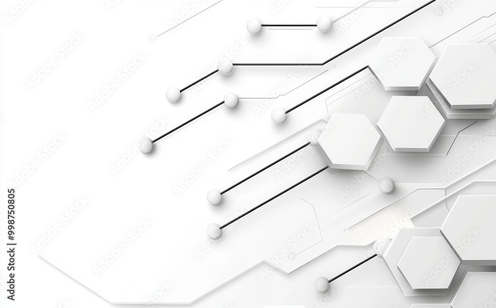 Poster digital geometric abstraction with lines and dots on a hexagonal background. geometric abstract desi