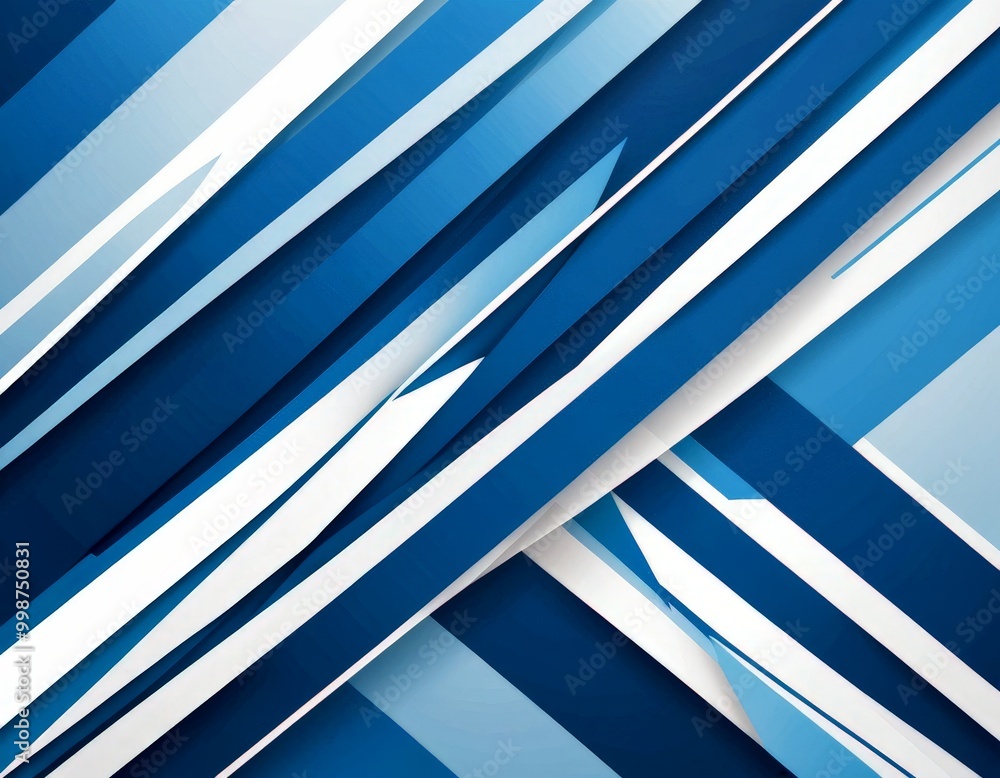 Poster a diagonal pattern of intersecting blue and white lines, creating a dynamic and visually striking composition