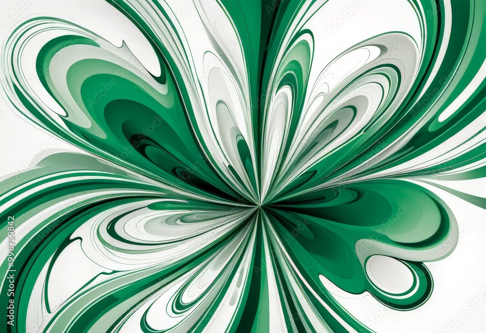 Leinwandbilder a vibrant abstract design with a symmetrical pattern of green and white lines and curves, creating a sense of movement and energy