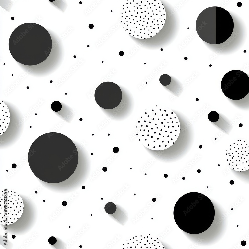 Poster this seamless background has random black circles. abstract ornament and dotted abstract pattern.