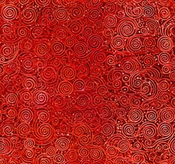 a repeating pattern of red and white spirals, creating a visually striking and abstract design