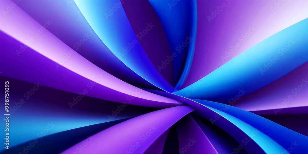 Leinwandbilder a vibrant abstract composition of overlapping curved lines in shades of blue and purple, creating a 