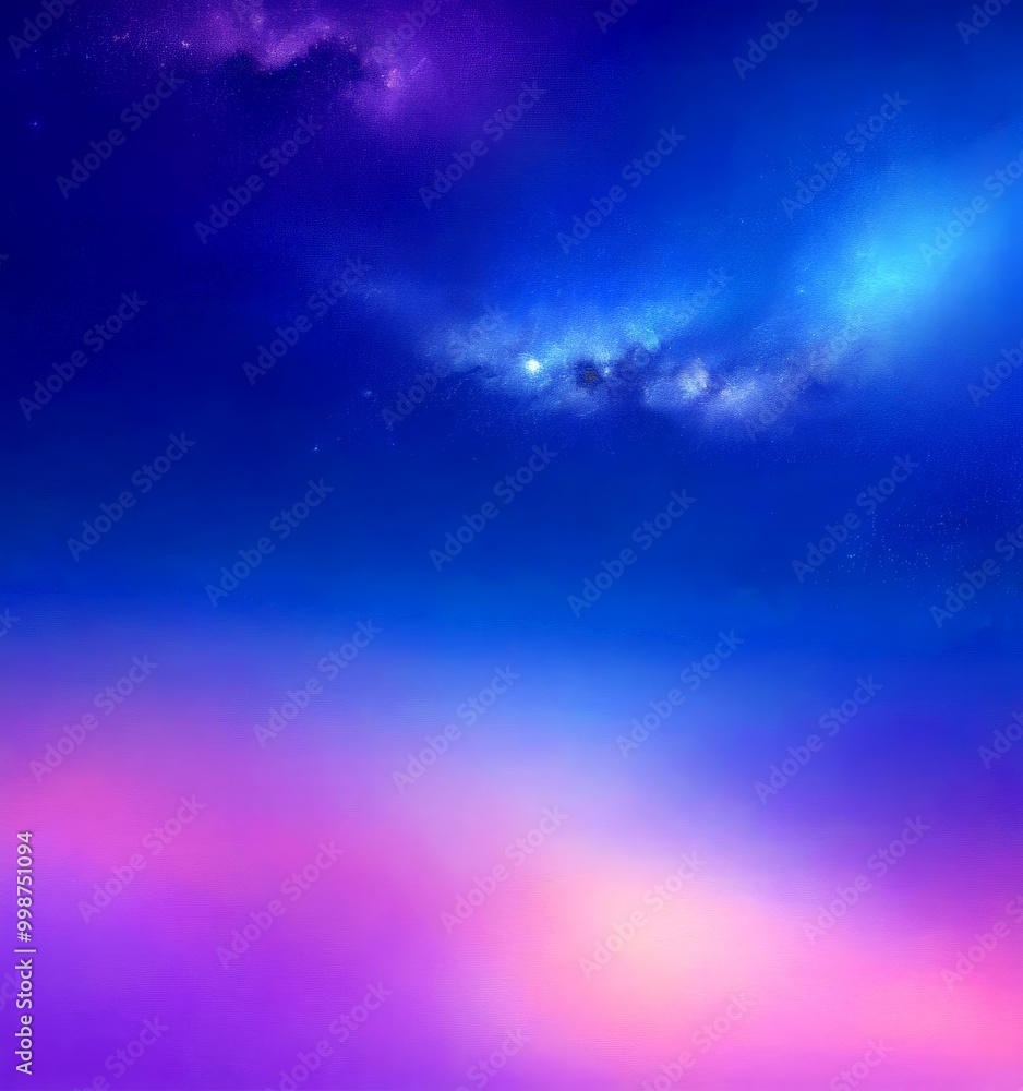 Poster a serene night sky with a gradient of blue and purple hues, dotted with a few stars. the sky transit