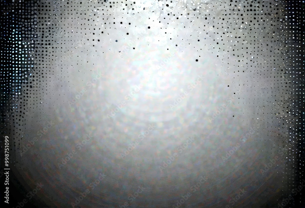 Poster A dark, abstract background with a gradient of black and white dots, creating a sense of depth and movement