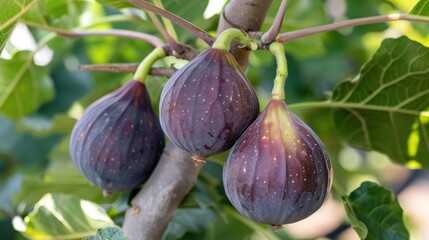Fig tree fruit. Concept of growing healthy food, diet and farming. AI generated.