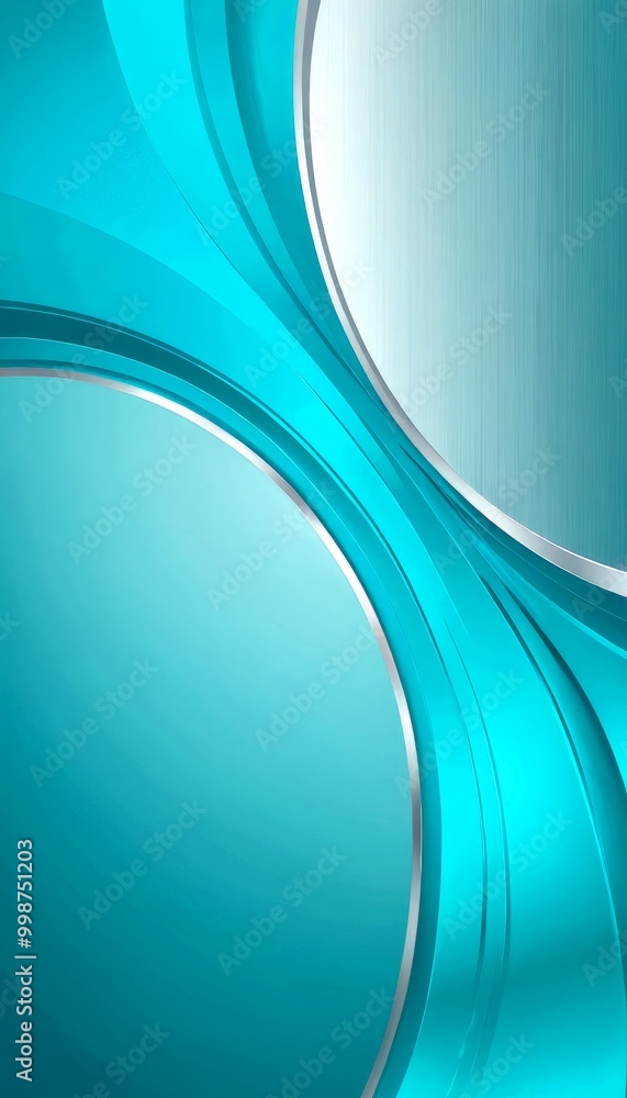 Aufkleber a vibrant abstract design with turquoise and silver colors The design consists of curved lines and shapes, creating a sense of movement and dynamism The background is a