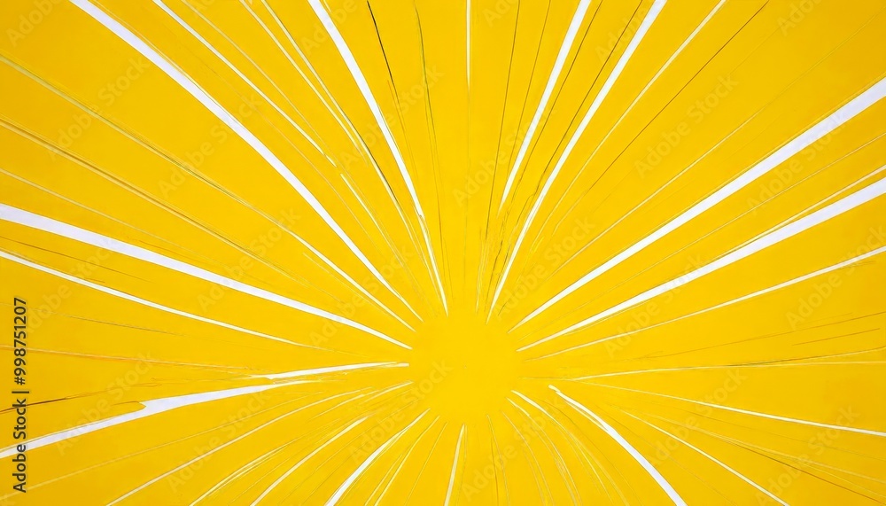 Poster a vibrant yellow abstract artwork with radiating lines and a central point, creating a dynamic and energetic visual effect