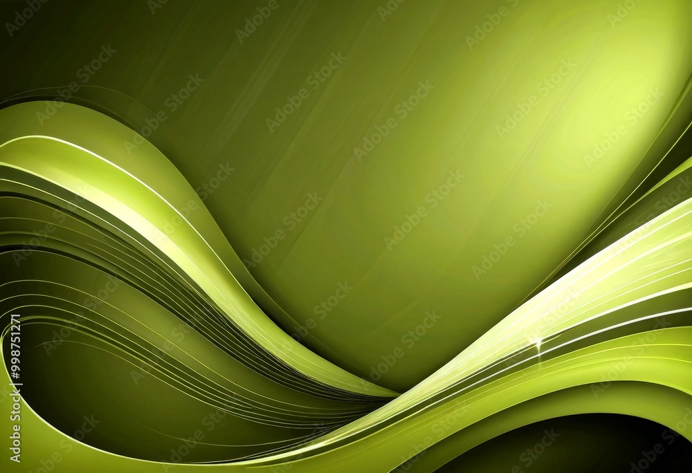 Poster a striking abstract design with a gradient of green and black The central focus is a wave-like pattern composed of curved lines, transitioning from a darker green at the top to