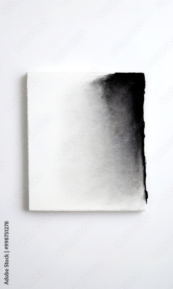 Poster a square canvas with a gradient of black and white, featuring a dark, vertical line on the right side