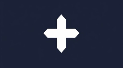 Obraz premium navy blue and white cross symbol logo on a solid background