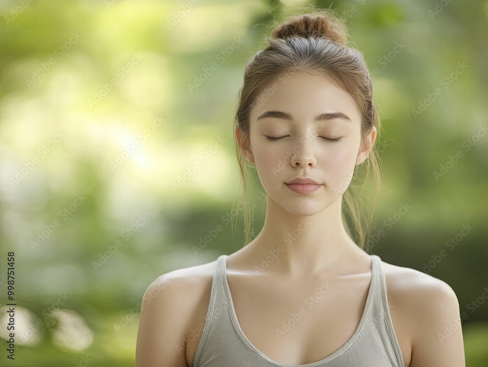 Wall mural Mind-body Wellness Programs, participants enjoying a meditation session, set against a tranquil garden background