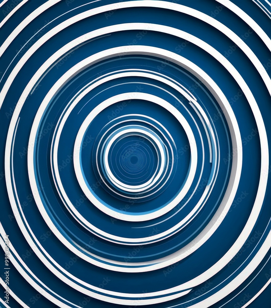 Aufkleber a repeating pattern of concentric circles in varying shades of blue, with white lines running through the center, creating a sense of depth and movement