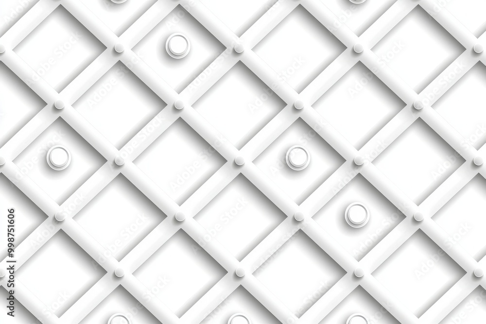 Poster 3D rendering. seamless grid tiles pattern wall background with white and gray squares.