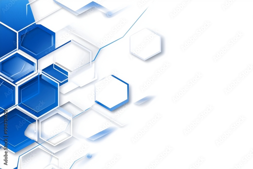 Poster a technical background with hexagon patterns and molecular structures depicting science and innovati