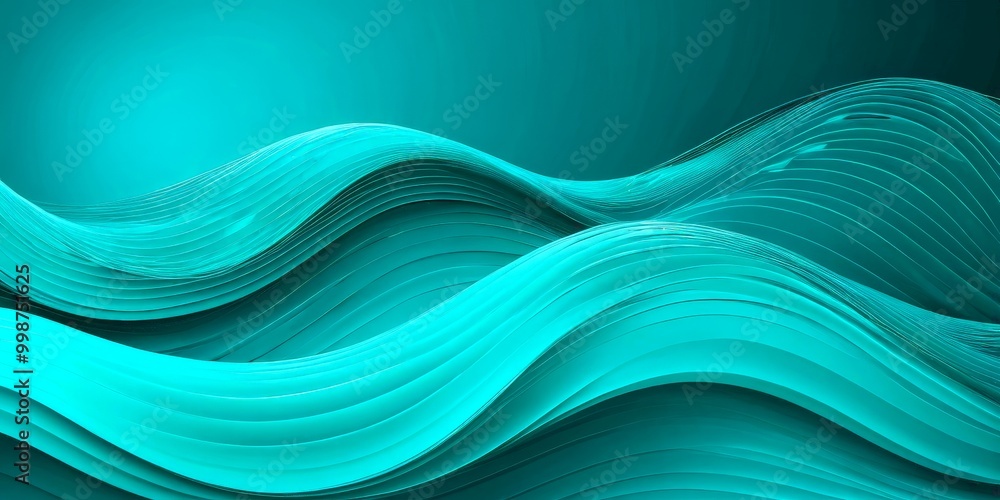 Poster a wave-like pattern in shades of blue, with a gradient effect transitioning from a darker blue at the top to a lighter blue at the bottom