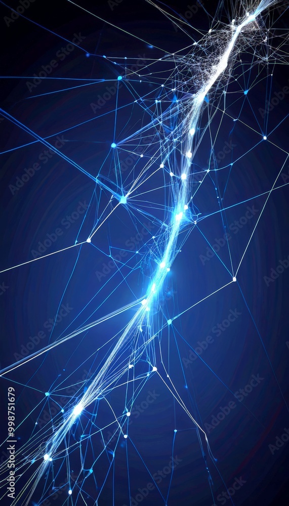 Aufkleber a digital illustration network of interconnected lines and dots, creating a sense of depth and complexity The lines and dots are arranged in a way
