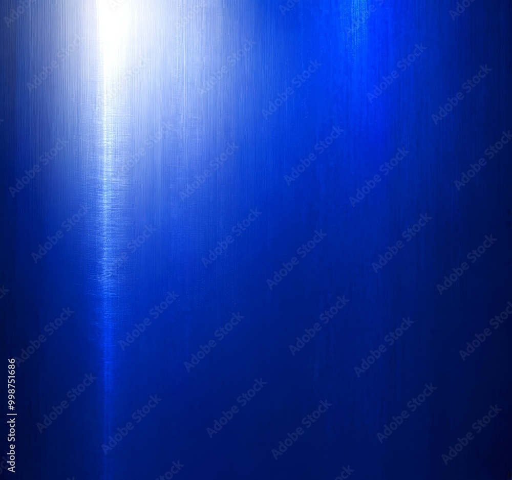Poster a close-up view blue metal surface with a subtle pattern of vertical lines, creating a textured and reflective appearance